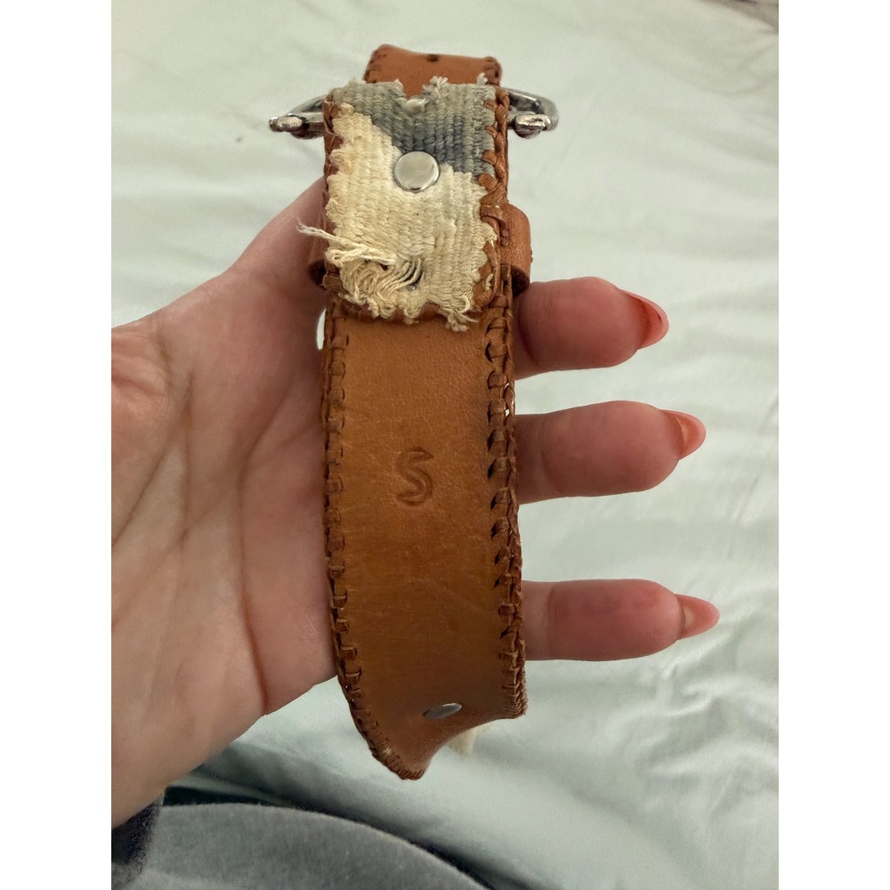 Mayan Designs Guatemala Belt Leather Woven Concho Stone Southwest Boho Western - Picture 7 of 8